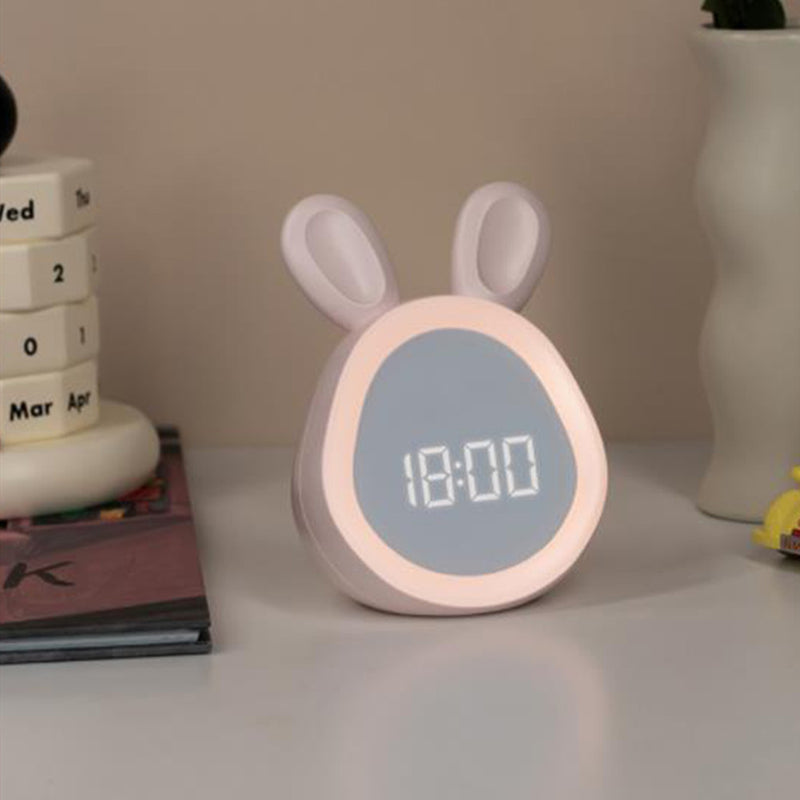 Relógio Despertador Infantil Fofo de Coelhinho com Luz Noturna, Dimerização Gradual, Relógio Despertador Digital de LED para Meninos e Meninas.