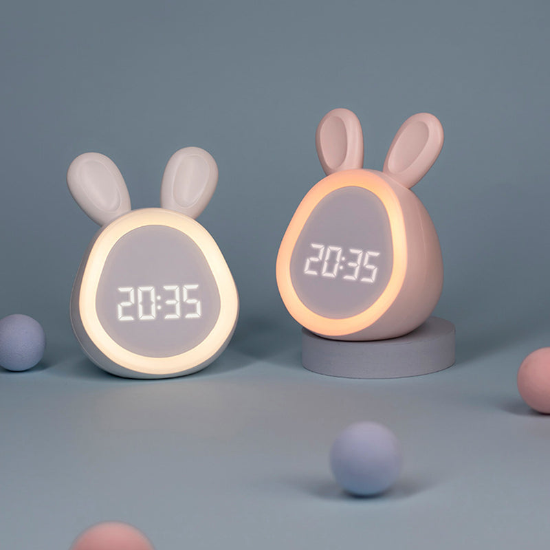 Relógio Despertador Infantil Fofo de Coelhinho com Luz Noturna, Dimerização Gradual, Relógio Despertador Digital de LED para Meninos e Meninas.