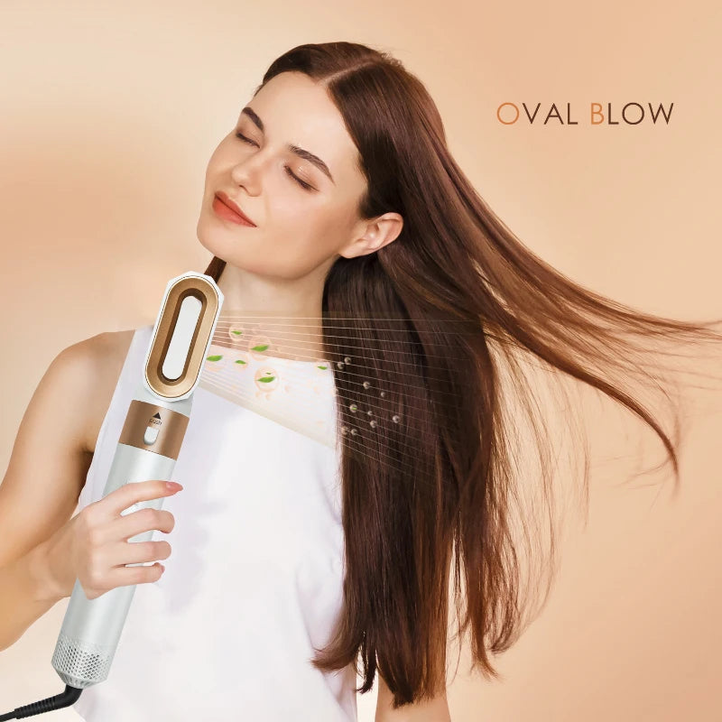 Conjunto de Secador de Cabelo 5 em 1: Escova de Ar Quente Profissional, Modelador de Cachos, Chapinha e Ferramenta de Estilo para Secador de Cabelo Dyson Airwrap Doméstico.